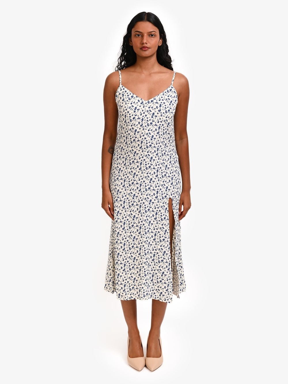 NEW Reformation Side Slit Floral Print Crepe Midi Dress